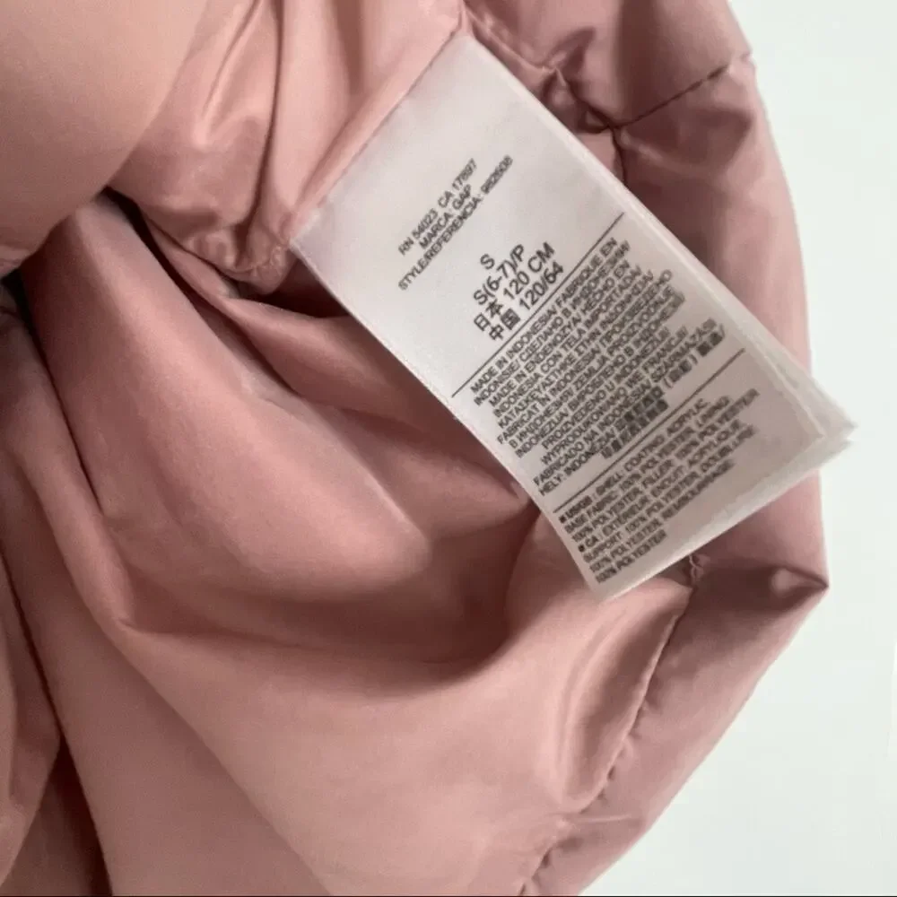 Gap Kids girls blush pink asymmetrical zip quilted puffer jacket